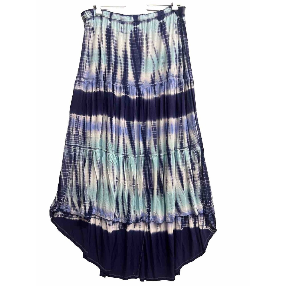 Skirt Tie Dye Multi Color Light  High Low Jersey Knit Tiered Size‎ 1X